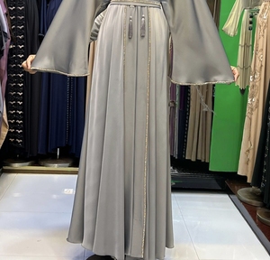 Abaya Modeste de Dubaï en Gros, Perlée et Pailletée, à Manches Longues, Traditionnelle Musulmane, Faite à la Main, pour Mariage, Respirante, Col en V pour Femme - Product Image 3