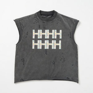 SHY SPORTS Custom Screen Print Rhinestone Tank <b>Top</b> 100% Cotton <b>Distressed</b> Sun Fade Oversized Tank <b>Top</b> For Streetwear For Unisex - Product Image 2