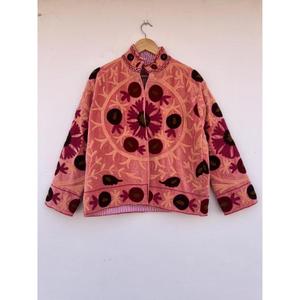 Stylish Velvet Suzani Embroidered Cotton Autumn/Winter Women's Floral Jacket Gift for Her <b>Duster</b> Chic Coat - Product Image 1