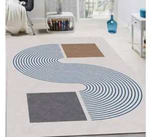 Alfombra de lujo con aspecto floral, ecológica, de pelo alto, corte en bucle, hecha a mano, diseño moderno, apta para mascotas, para sala de estar, estilo multicolor. - Product Image 2