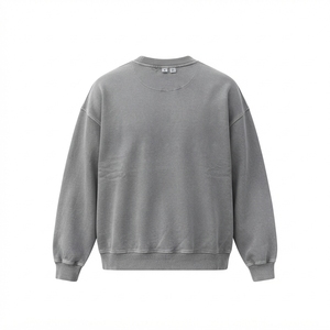 <b>Men's</b> <b>Grey</b> Embossed Lettering Crewneck <b>Sweatshirt</b> Oversized Casual Streetwear Pullover Long Sleeve Custom <b>Sweatshirt</b> - Product Image 3