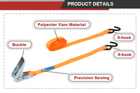 Sangle d'arrimage à cliquet de 1 pouce American Standard avec crochet en S pour une fixation sûre