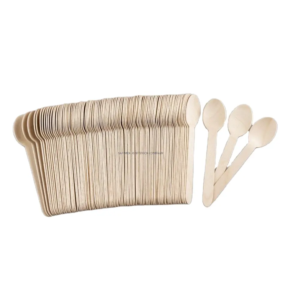 Petits couverts en bois jetables avec cuillère et fourchette, pour le dîner dans safimex, 100 pièces