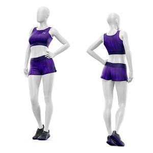 Conjunto Deportivo de 2 Piezas para Mujer, Top Deportivo y Pantalones Cortos, Transpirable, Compresión, Yoga, Fitness, Gimnasio, Ropa Deportiva, Marca Privada, Conjunto 2P - Product Image 4