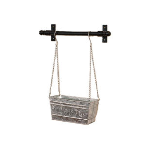 Jardinières suspendues en métal galvanisé avec cordes en jute, ensemble de 2 rectangulaires à 2 niveaux pour décoration murale intérieure et extérieure, en solde - Product Image 6