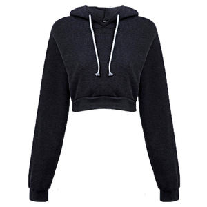 OEM Crop Tops pour filles Poids lourd 420 GSM Sweat à capuche pour femmes Sweat à capuche court surdimensionné imprimé bouffant personnalisé - Product Image 1