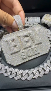 Pendentif Moissanite VVS personnalisé pour homme, en argent 925, avec lettre et nom, serti de pierres, passe le testeur de diamant, avec attache personnalisée, qualité usine - Product Image 5