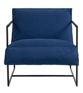 Modern Metal Frame Reclining Living Room <b>Chair</b> with Blue Cushion Solid Back Minimalist Design for Home Furniture - Product Image 3