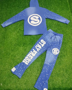 ชุดวอร์มมีฮู้ดลายจุดสีฟ้าสำหรับเด็กผู้หญิง แบรนด์ Stay Fresh Clothing เหมาะสำหรับใส่ลำลองในฤดูใบไม้ผลิ ผลิตจากโพลีเอสเตอร์ ทรงปกติ - Product Image 3