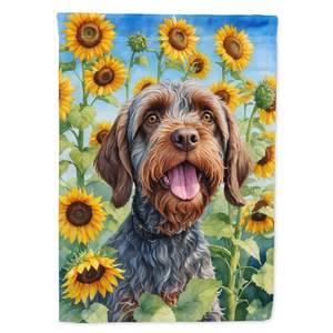 Multicolor Wirehaired Pointing Griffon Sunflowers <b>Garden</b> Flag Decorative Yard Lawn <b>Sign</b> <b>for</b> Patio Artwork Yard Flower Beds - Product Image 1