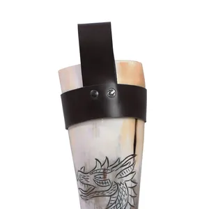 Cuerno Vikingo Tradicional de la Mitología Nórdica, Cuerno para Beber Hecho a Mano y Pulido con Soporte de Cuero, Taza Medieval, Auténtico Cuerno Vikingo Nórdico - Product Image 5