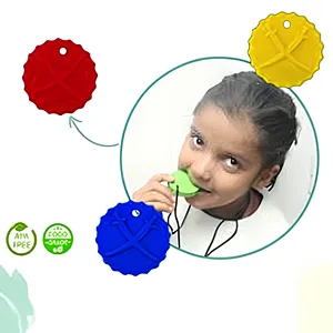 Medilab India - Mordedor Sensorial de Grado Alimenticio, Disco de Silicona para Masticar, Verde, Azul, Rojo, Juguete de Silicona para Niños - Product Image 6