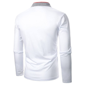 Men's <b>White</b> <b>Long</b> <b>Sleeve</b> Stand Collar Knitted <b>T</b>-<b>Shirt</b> Slim Fit Casual Solid Color Top - Product Image 1