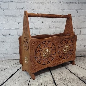 Porte-revues rectangulaire en bois de sheesham léger, fait main, style vintage, design rustique, écologique et durable | - Product Image 2