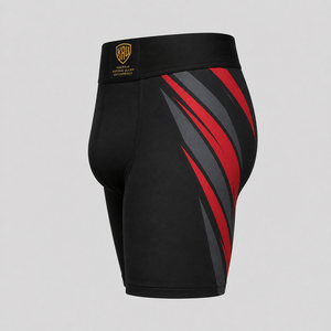 Shorts de compression MMA pour hommes Khawaja Rafique Ullah Enterprises, noir, rouge, gris, coupe régulière, évacuation de l'humidité, respirant, extensible, 300g - Product Image 6