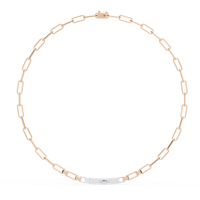 Collier de luxe pour femme en or rose 10K 14K 18K avec pendentif barre et diamant de laboratoire taille brillant, chaîne maille trombone