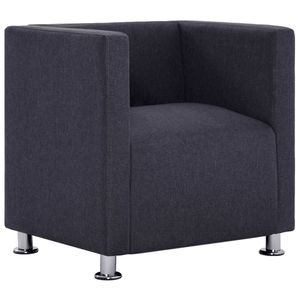 Fauteuil cube en tissu gris foncé pour le salon - Product Image 2