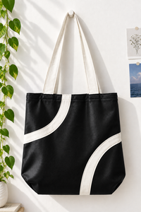 Sac fourre-tout en toile de coton rose réutilisable, sac à bandoulière avec sangle contrastante, idéal pour les courses, les voyages quotidiens et la plage, pour un usage quotidien - Product Image 5