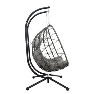 Sedia a dondolo a forma di uovo per 2 persone, da interno/esterno, in vimini, con supporto, per patio, giardino e uso interno/esterno - Product Image 3