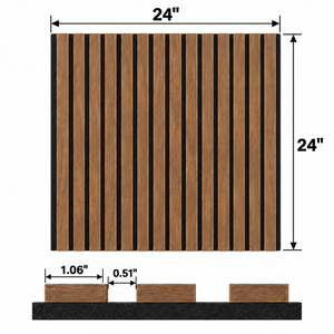 Panneau mural insonorisant en placage de bois classique moderne, design rayé 3D, dos en feutre noir pour la décoration intérieure de salle de bain - Product Image 2