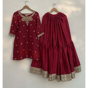 Vestidos de noche Hermosa fiesta Top Sarara Dupatta con exquisito trabajo Moti - Product Image 3