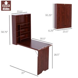 Modern Style Convertible <b>Fold</b> <b>Desk</b> Durable Mahogany Floating Computer Table MDF Wall Mounted for Home Office Bedroom Kitchen Use - Product Image 3