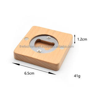 Décapsuleur en bois DIY rond avec aimant de réfrigérateur et sous-verre décoratif pour cadeaux de mariage et de fête - Product Image 4