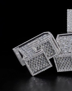 Hip Hop Logo Jewelry Mens Iced Out Custom Letter <b>Pendant</b> 925 Sterling <b>Silver</b> VVS Moissanite Diamond Name <b>Initial</b> Logo <b>Pendant</b> - Product Image 3