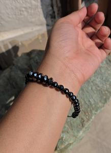 Pulsera de cuentas con diamantes de moissanita negra, talla facetada de calidad AAA - Product Image 3