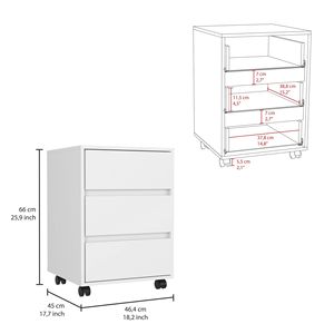 Armadietto Portadocumenti Artemisa Superior a 3 Cassetti con Quattro Ruote, Top Bianco - Product Image 6
