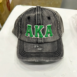 Green AKA Black Washed Denim Hat Embroidered Letter Baseball <b>Cap</b> <b>Vintage</b> Style Adjustable Cotton Denim Headwear Casual Fashion - Product Image 5