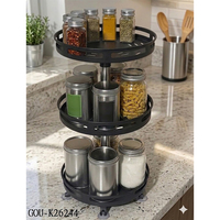 Organizador de Especias de Cocina Multifuncional Redondo de Hierro Moderno de 3 Niveles con Rotación de 360 Grados