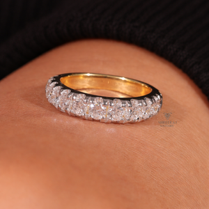 Bague de fiançailles et de promesse pour femme en argent 925 plaqué or jaune avec diamant rond de 3 mm, sertissage pavé classique - Product Image 2