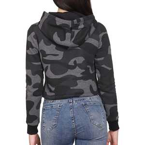 Sudadera con Capucha Corta de Camuflaje para Mujer, Estilo Casual, con Logo Frontal, 100% Algodón, para Invierno - Product Image 2