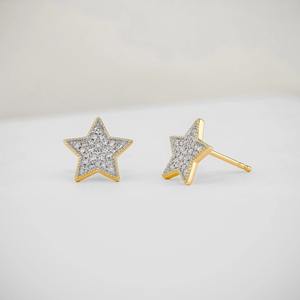 Pendientes de Diamantes Cultivados en Laboratorio, Oro Sólido de 14K, Regalo de Aniversario para Mujer, 52 Piedras Engastadas, Joyería Minimalista - Product Image 1