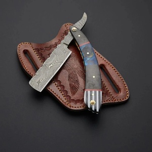 Couteau pliant artisanal en acier Damas de qualité supérieure, avec manche en résine et micarta, étui en cuir, couteaux de survie et de chasse A&M Enterprises - Product Image 2