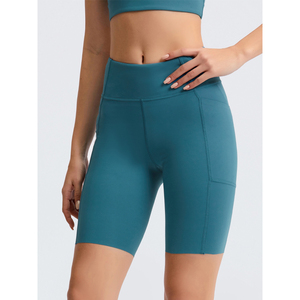 Shorts Deportivos de Cintura Alta, Color Sólido, Tejidos, Transpirables, Cintura Elástica, Corte Regular, Shorts para Mujer - Product Image 2