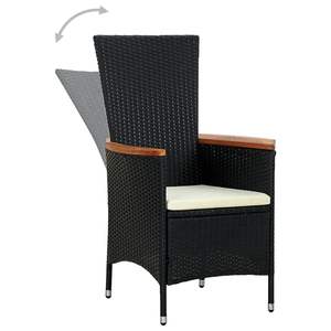 Juego de Comedor para Exteriores de 7 Piezas, Ratán Sintético Negro con Reposabrazos Ajustables, Muebles de Patio - Product Image 3