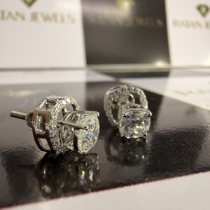 IGI Certificate Diamond <b>Earrings</b> Screw <b>Back</b> Iced Out Lab Diamond Stud <b>Earrings</b> 14k White Gold D VS1 HPHT CVD Diamond <b>Earrings</b> - Product Image 3