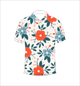 Men’s <b>White</b> Floral Print <b>Polo</b> Shirt Short Sleeve Casual Summer Golf Shirt - Product Image 1