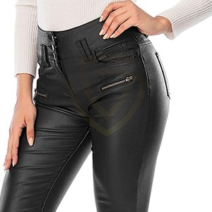 Pantalones de Cuero para Mujer a Precio de Fábrica, Diseño Personalizado, Cintura Alta, Pierna Recta y Ancha - Product Image 6