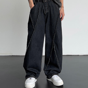 Pantalon en jean vintage délavé pour homme, style crayon, effet moustaches, tendance - Product Image 4
