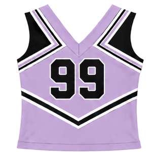 Haut d'uniforme de cheerleading lavande sans manches à col en V pour femmes et filles, idéal pour la danse, l'entraînement et la compétition - Product Image 2