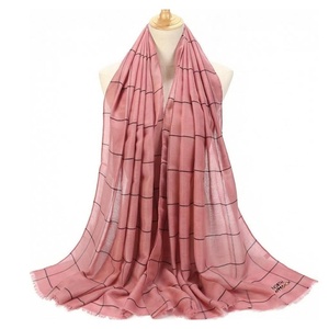 NORTH AMZACH Women's <b>Pink</b> Checkered Silk Scarf Long Elegant Multi-Functional Fashion Accessory All Seasons - Product Image 1