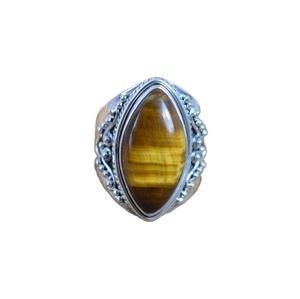 <b>Tiger</b> <b>Eye</b> Marquise Natural Gemstone <b>Ring</b> Bezel Setting 925 Sterling Silver Rhodium Plated Fancy Design Elegant Women's Jewelry - Product Image 1