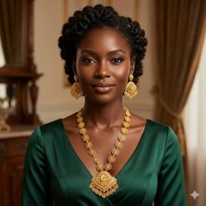 Naykk Creations - Juego de Collar de 4 Piezas de Latón y Cobre Chapado en Oro de 24K, Joyería para Mujer, Hecho a Mano, Pulido Suave, para Bodas y Fiestas - Product Image 2