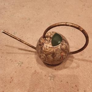 Regadera de estilo vintage con grabado floral y boquilla larga para riego preciso de plantas de interior, suculentas y orquídeas, procedente de la India. - Product Image 1