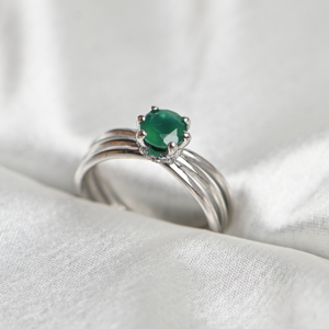 Green Onyx 925 Sterling <b>Silver</b> Prong Setting Round Cut Gemstone Luxury Engagement Wedding <b>Statement</b> <b>Ring</b> Handmade Gift for Her - Product Image 3