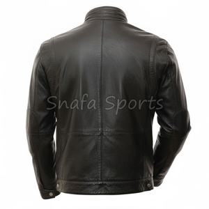 Meilleur prix Veste imperméable coupe-vent en cuir véritable de qualité supérieure pour homme Teinte unie pour l'hiver Disponible en toutes tailles Vente en ligne disponible - Product Image 2