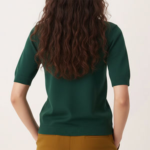 Chemises polo pour femmes de haute qualité, personnalisées avec logo brodé, manches courtes, coupe ajustée, respirantes, vente en gros. - Product Image 6